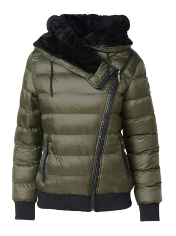 KOROSHI Damen Steppjacke mit Kapuze in khaki