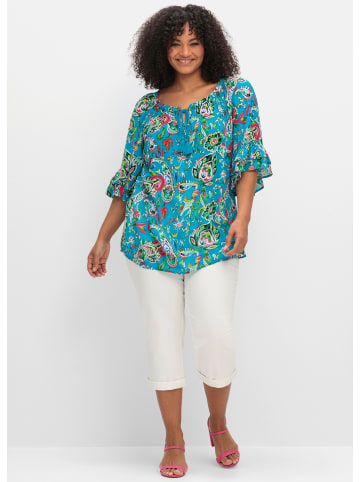 sheego by Joe Browns Crinklebluse in blau gemustert