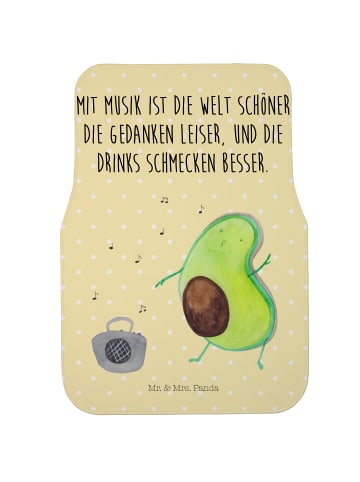 Mr. & Mrs. Panda Fahrer Autofußmatte Avocado Tanzen mit Spruch in Gelb Pastell
