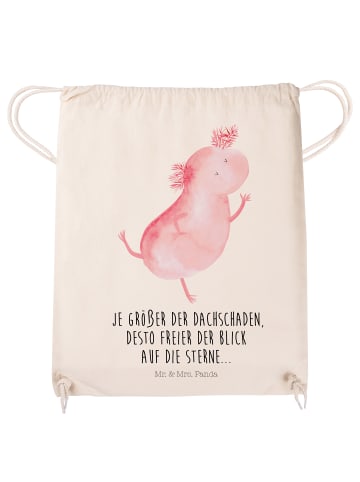 Mr. & Mrs. Panda Sportbeutel Axolotl Tanzen mit Spruch in Creme