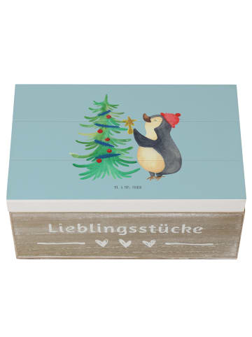 Mr. & Mrs. Panda Box mit Deckel Pinguin Weihnachtsbaum ohne Spruch in Eisblau