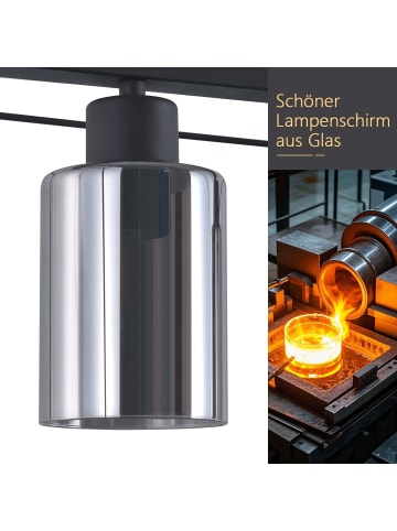 ZMH Pendelleuchte in Schwarz 3-flammige E27 Vintage Glas H 120cm