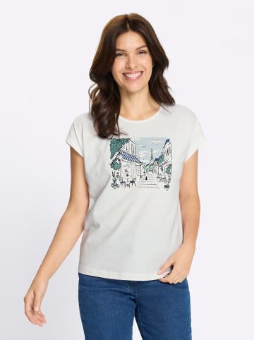 Sieh an! Rundhalsshirt in ecru-hellblau-bedruckt