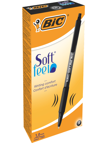 Bic Kugelschreiber Soft Feel in Schwarz - Strichstärke 0,4 mm, 12er Pack