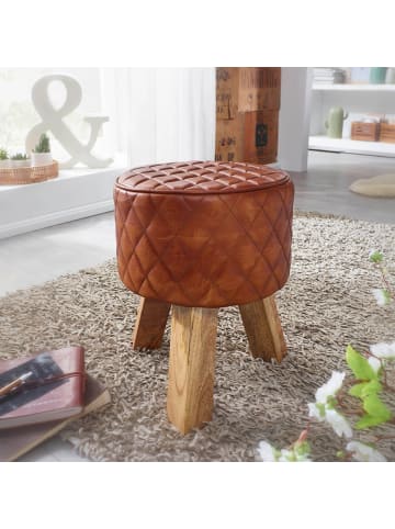 KADIMA DESIGN Sitzhocker | Echtleder, 35x46x35cm, Turnbock, Premium