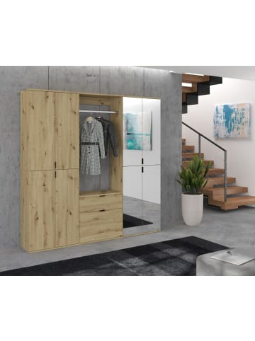 Inn.Furn Garderoben-Set Artisan Eiche 183 cm, Komplettset mit flexibler Inneneinteilung