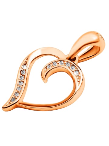 Adeliás Damen Anhänger – Herz Herzanhänger aus 925 Silber mit Zirkonia in gold