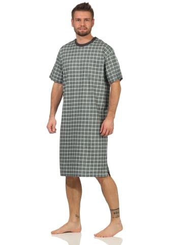 NORMANN Nachthemd kurzarm Karo - 61552 in dunkelgrau