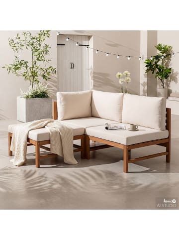 home24 Loungeset Bayton 3-teilig Kombi D in Beige / Braun