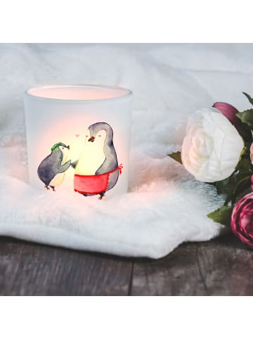 Mr. & Mrs. Panda Teelichthalter Glas Pinguin mit Kind ohne Spruch in Transparent