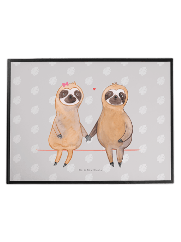 Mr. & Mrs. Panda Schreibtischunterlage Faultier Pärchen ohne Spruch in Grau Pastell