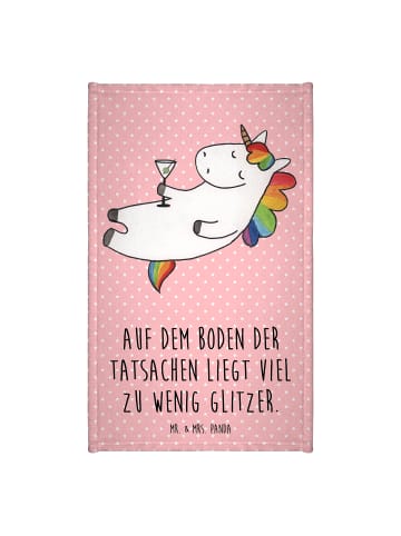Mr. & Mrs. Panda Gästehandtuch Einhorn Blümchentail mit Spruch in Rot Pastell