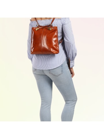 Toscanto Toscanto Schultertasche, Rucksack Leder mittelbraun ca. 35cm