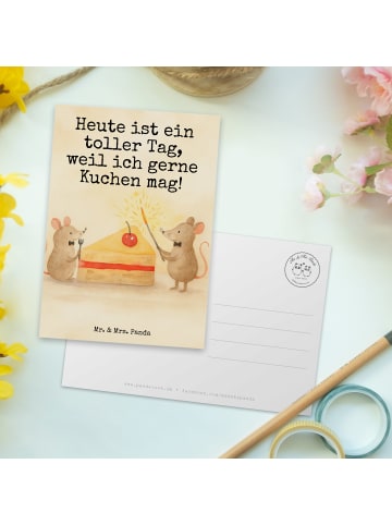 Mr. & Mrs. Panda Postkarte Mäuse Kuchen Design mit Spruch in Weiß