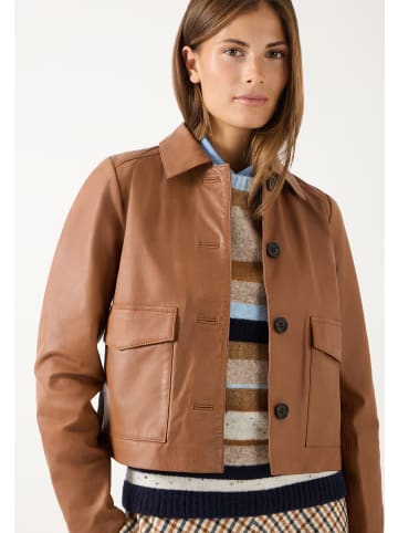 More & More edle, kurze Glattlederjacke in cinnamon