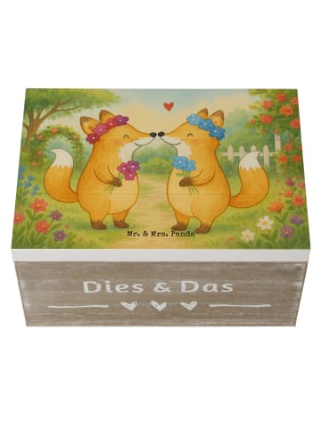 Mr. & Mrs. Panda Box aus Holz Füchse Lesbian Pride Design ohne S... in Weiß