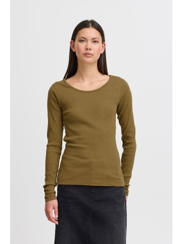 ICHI Langarmshirt IHPALMER RIB LS 20120344 moderner Longsleeve in Grün