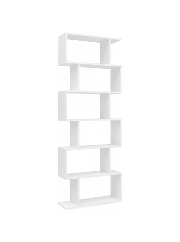 KADIMA DESIGN Bücherregal | Weiß, 70x23.5x190.5cm, 6 Fächer