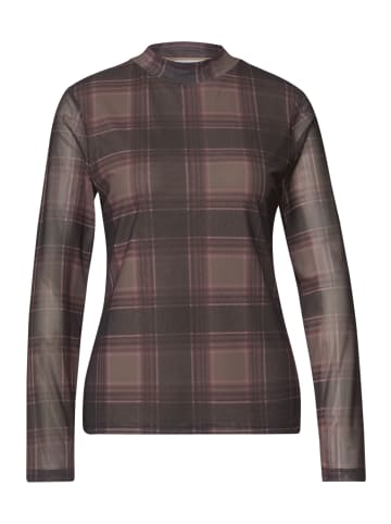 Street One Langarm Mesh-Shirt mit Print und Rundhals in Sanded Amber