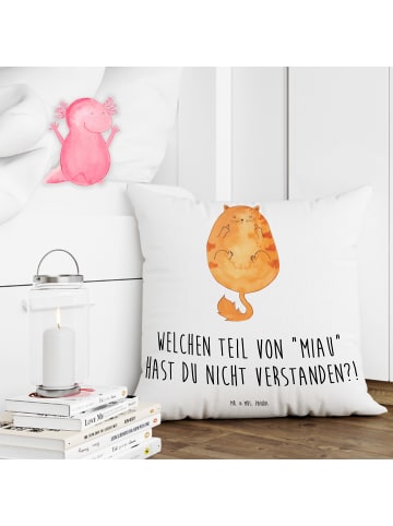 Mr. & Mrs. Panda Kissen Katze Mittelfinger mit Spruch in Weiß