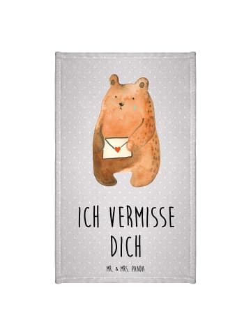 Mr. & Mrs. Panda Kinderhandtuch Bär Vermissen mit Spruch in Grau Pastell