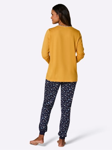 WITT WEIDEN Schlafanzug in ocker-marine-bedruckt