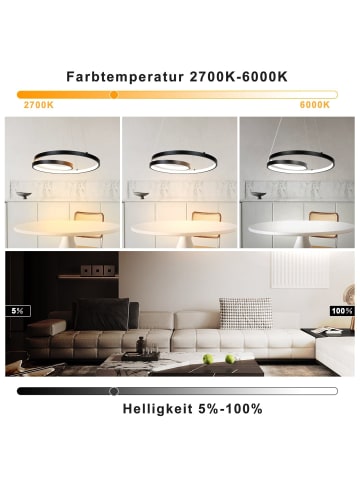 ZMH LED Pendelleuchte Modern schwarz L 40CM Dimmbare Esszimmerlamp mit Fernbedienung