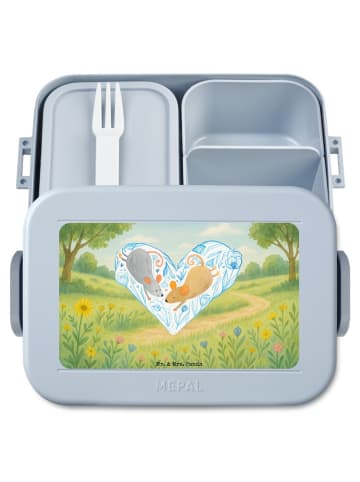 Mr. & Mrs. Panda Lunch Box Mäuse Herz Design ohne Spruch in Blau Pastell