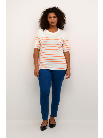 KAFFE curve Strickpullover KCmalia in Chalk / Melon stripe