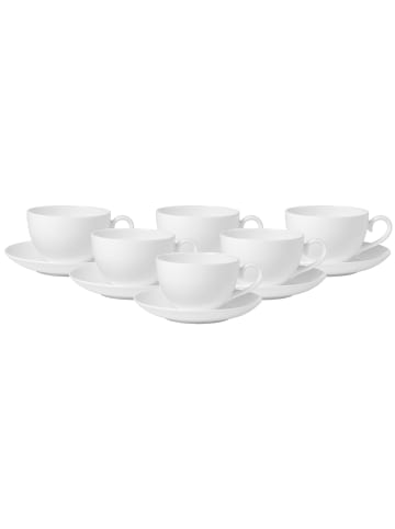 Villeroy & Boch 6er Set Kaffeetassen mit Untertassen Royal in 260 ml in weiß