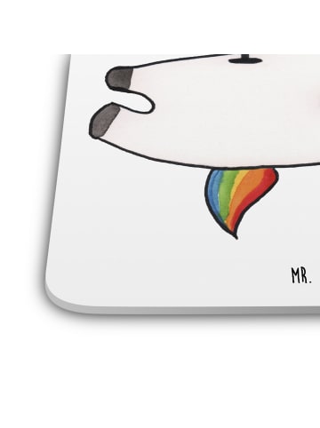 Mr. & Mrs. Panda Glasuntersetzer Einhorn Blümchentail ohne Spruch in Weiß