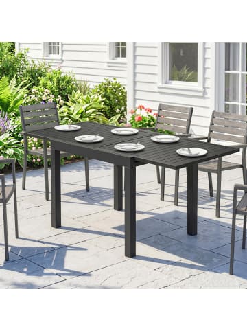 Outsunny Ausziehbarer Gartentisch in Schwarz 160L x 80B x 75H cm