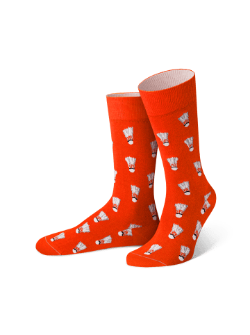 von Jungfeld Gemusterte Socken mit Federball Icon in Orange