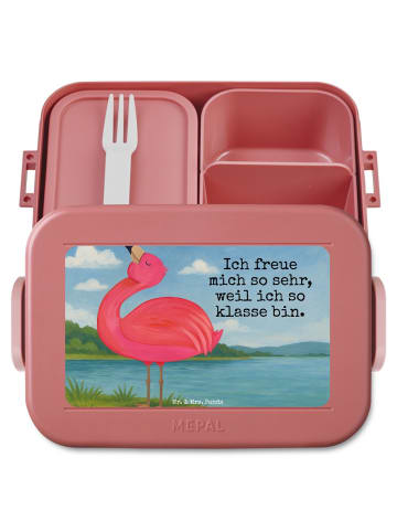 Mr. & Mrs. Panda Brotdose Flamingo Stolz Design mit Spruch in Rot Pastell