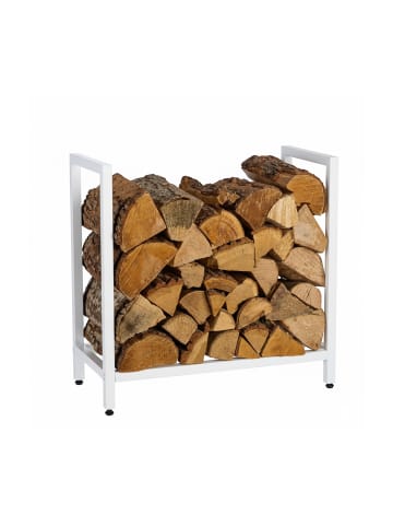 relaxdays Kaminholzregal in Weiß - (B)65 x (H)62,5 x (T)30,5 cm
