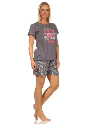 NORMANN kurzarm Shorty Schlafanzug und kurzer Hose - 66888 in grau