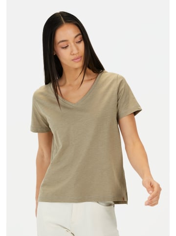 Camel Active T-Shirt mit V-Ausschnitt aus reiner Baumwolle in Grün