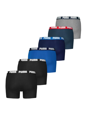 Puma Boxershort 6er Pack in Schwarz/Blau/Grau