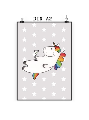 Mr. & Mrs. Panda Wandbild Einhorn Blümchentail ohne Spruch in Grau Pastell