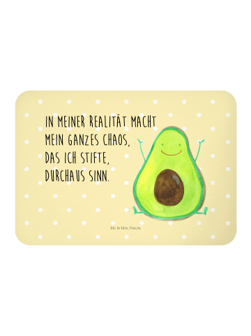 Mr. & Mrs. Panda Kühlschrankmagnet Avocado Glücklich mit Spruch in Gelb Pastell