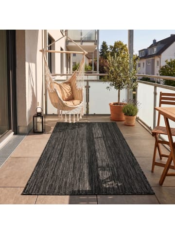Indoor Outdoor Teppich Mira 1450 Läufer in Schwarz