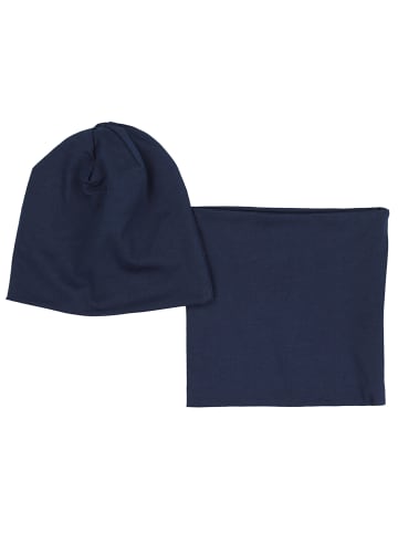 TupTam Unisex Set Kinder Beanie Mütze Schlauchschal in dunkelblau