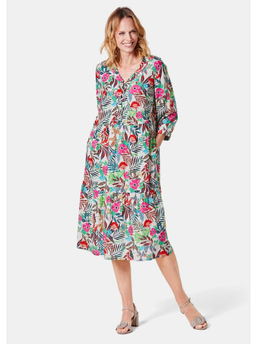 GOLDNER Kurzgröße:  Druckkleid aus fließendem Material in koralle / grün / gemustert