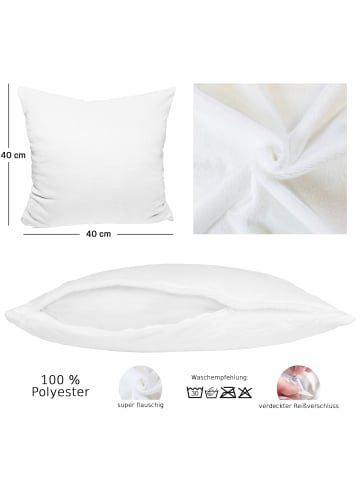 JACK 2er Set Teddy Flausch Kissenhülle Kissenbezug in Weiß