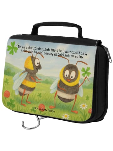 Mr. & Mrs. Panda Kulturbeutel Hummeln Kleeblatt Design mit Spruch in Weiß
