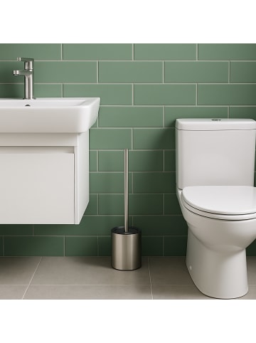 relaxdays WC-Bürstenhalter in Silber/Schwarz - Ø12 mm Innengewinde