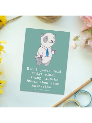 Mr. & Mrs. Panda Postkarte Bürgermeister Held mit Spruch in Meeresbrise