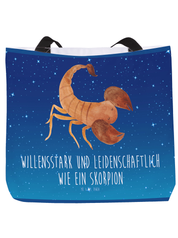 Mr. & Mrs. Panda Shopper Sternzeichen Skorpion mit Spruch in Sternenhimmel Blau