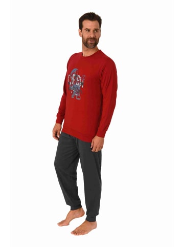 NORMANN Schlafanzug Pyjama langarm Bündchen - 70565 in rot