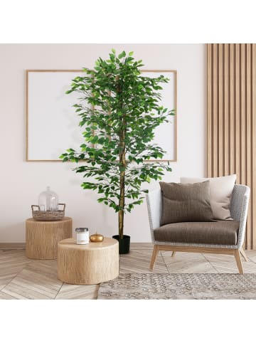 HOMCOM Künstliche Ficus-Pflanze-Ø17,5 x 180H cm-Grün